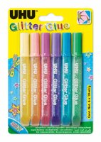 UHU Glitter Glue Shiny 6x10ml Blister 6 Farben sortiert