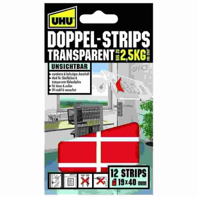 UHU Klebepads Doppel Strips transparent 12St