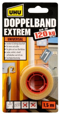 UHU Montageband Doppelband 1,5mx19mm EXTREM Blister