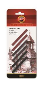 KOH Kreideblöcke 7 x 7 x 70mm eckig Sepia 3 Farben 3er Pack