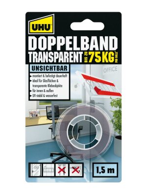 UHU Montageband Doppelband 1,5mx19mm transparent Blister