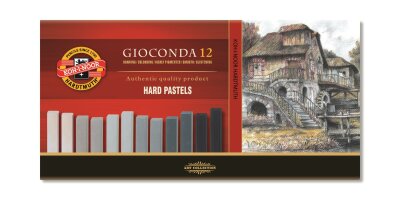 KOH Pastellkreide eckig Hartpastell Grautöne 12er Pack