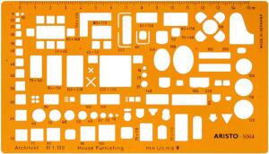 Aristo Möblierungsschablone Architekt 1:100, 225 x 125 mm, Tuschenoppen