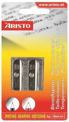 Aristo Bleistiftspitzer doppelt Metall, keilförmig im Blister