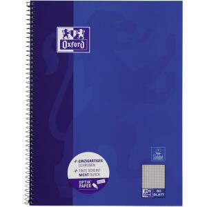 Oxford Collegeblock DIN A4+ kariert mit Rand 90g/m² blau 80 Bl.