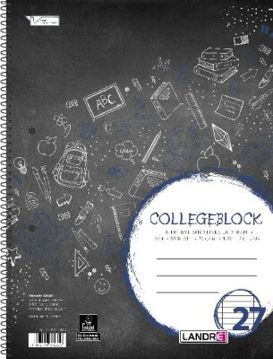 LANDRÉ Collegeblock A4 Abriss, 80 Blatt, 70 g/m², 4fach gelocht, liniert mit Rand links und rechts