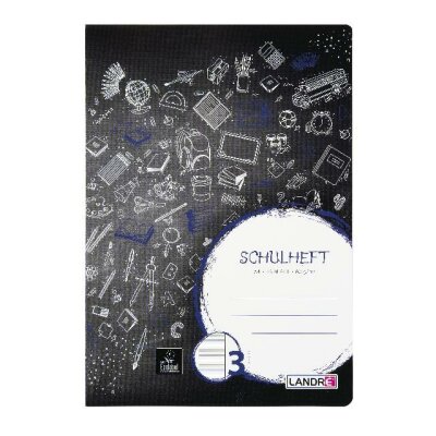 LANDRÉ Schulheft A4, 16 Blatt, 80 g/m², Lineatur 3 (liniert mit Rand)