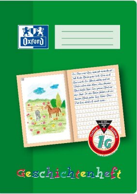 OXFORD Schule Geschichtenheft A4, 16 Blatt, Lineatur 1G, Optik Paper®