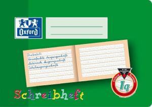 OXFORD Schule Schreiblernheft A5 quer, 16 Blatt, Lineatur 1q, Optik Paper®