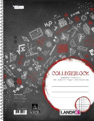 LANDRÉ  Collegeblöcke 158x210-80 Blatt-kariert mit Rand links-6-fach Lochung-70g/qm