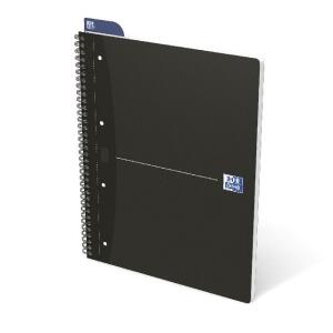 Oxford Office Collegeblock "Essentials" A4+ (220 x 295 mm), kariert 5 mm, 70 Blatt, Optik Paper®, 4fach gelocht, mit Mikroperforation, 5er-Packung smart black / schwarz