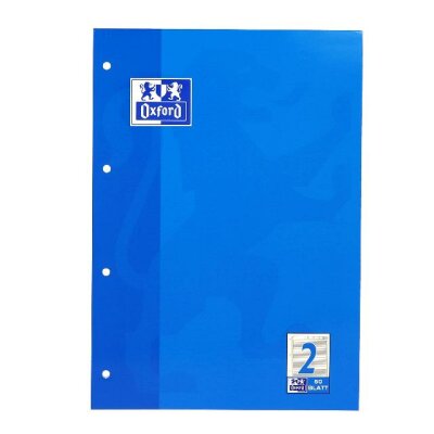 OXFORD Schule Arbeitsblätterblock A4, 50 Blatt, Lineatur 2, Optik Paper®, 4fach gelocht