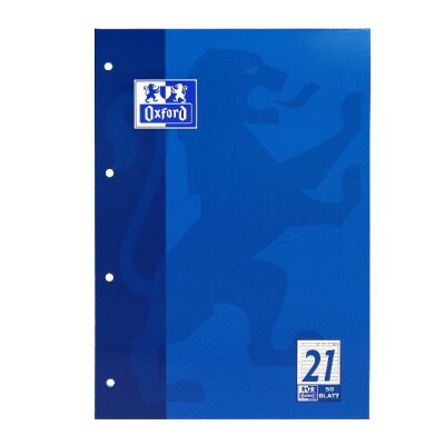 OXFORD Schule Arbeitsblätterblock A4, 50 Blatt, Lineatur 21 (liniert), Optik Paper®, 4fach gelocht