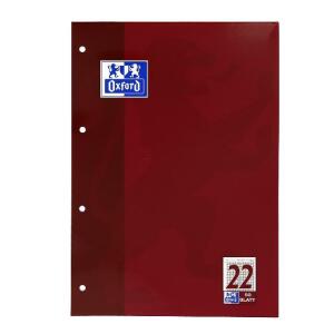 OXFORD Schule Arbeitsblätterblock A4, 50 Blatt, Lineatur 22 (kariert 5 mm), Optik Paper®, 4fach gelocht