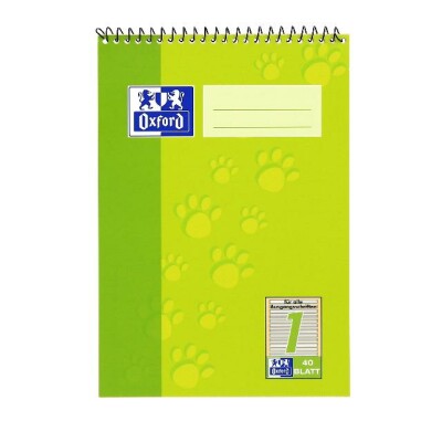 OXFORD Schule Schulblock A5, mit Kopfspirale, 40 Blatt, Lineatur 1, Optik Paper®