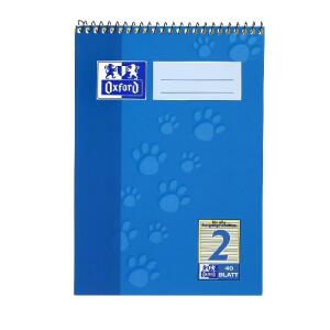 OXFORD Schule Schulblock A5, mit Kopfspirale, 40 Blatt, Lineatur 2, Optik Paper®