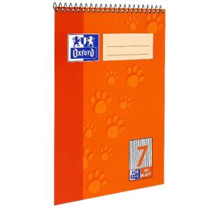 OXFORD Schule Schulblock A5, mit Kopfspirale, 40 Blatt, Lineatur 7 (kariert 7 mm), Optik Paper®