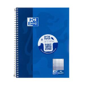 OXFORD Schule Collegeblock A5+, 80 Blatt, kariert mit Rand links, Optik Paper®, 6fach gelocht