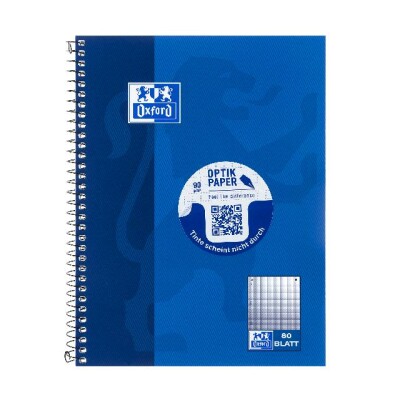 OXFORD Schule Collegeblock A5+, 80 Blatt, kariert mit Rand links, Optik Paper®, 6fach gelocht