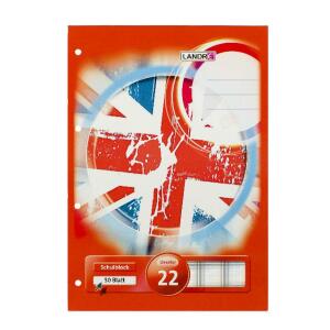 LANDRÉ Schulblock A4, 50 Blatt, 70 g/m², 4fach gelocht, Lineatur 22 (kariert)