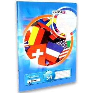 LANDRÉ Vokabelheft A4, 40 Blatt, 80 g/m², liniert, 3-spaltig