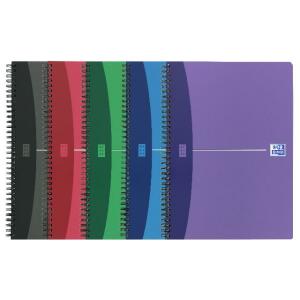 Oxford Office Spiralbuch "Urban Mix"  A4, liniert 7 mm, 90 Blatt, Optik Paper®, ohne Mikroperforation, 5er-Packung mit 4 Farben
