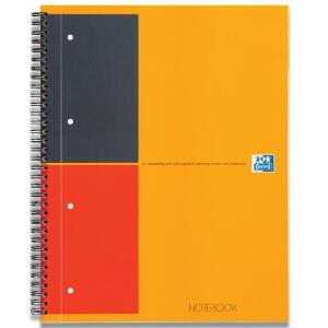 OXFORD International Notebook A4+, liniert 6 mm, 80 Blatt, Optik Paper®, 4fach gelocht, mit Doppelspirale, extra starkem Deckel und Mikroperforation, 5er-Packung