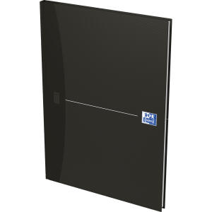 Oxford Office Gebundenes Buch "Essentials" A4, kariert 5 mm, 96 Blatt, Optik Paper®,mit extra starkem Deckel und abtrennbaren Ecken, 5er-Packung smart black / schwarz