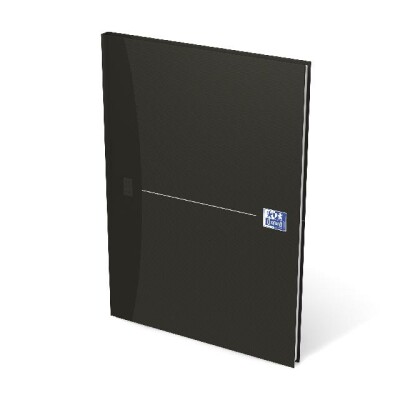 Oxford Office Gebundenes Buch "Essentials" A4, kariert 5 mm, 96 Blatt, Optik Paper®,mit extra starkem Deckel und abtrennbaren Ecken, 5er-Packung smart black / schwarz