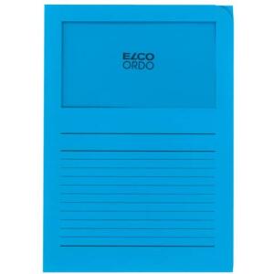Elco Sichtmappen Ordo classico - blau, 120g, 100 Stück, Sichtfenster und Linien