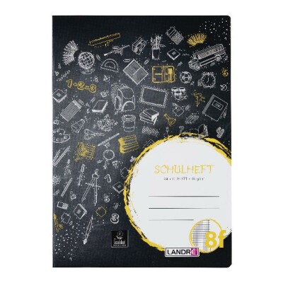 LANDRÉ Schulheft A4, 16 Blatt, 80 g/m², Lineatur 8F (rautiert mit weißem Rand)