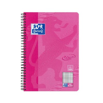 Oxford Touch Collegeblock B5 kariert rosa, 80 Blatt Optik Paper, Doppelspirale, abgerundete Ecken