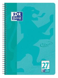 Oxford Touch Collegeblock A4+ L.27 aqua, 80 Blatt Optik Paper, Doppelspirale, abgerundete Ecken