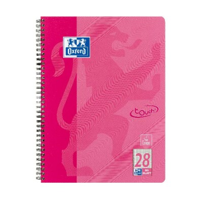 Oxford Touch Collegeblock A4+ L.28 rosa, 80 Blatt Optik Paper, Doppelspirale, abgerundete Ecken