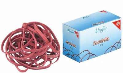 Gummiband Rondella 80x2mm rot Durchmesser 50mm, 50g Schachtel