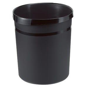 HAN Papierkorb GRIP - 18 Liter, rund, 2 Griffmulden, extra stabil, schwarz