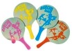 Beachballset Holz 25/40cm natur/Motiv, Ball,Netz