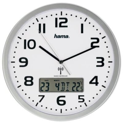 Hama DCF-Funkwanduhr EXTRA - Ø 30 cm, silber