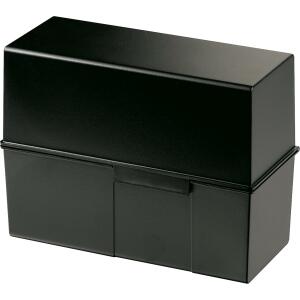 HAN Karteibox DIN A5 quer, max 500 Karten mit Stahlscharnier, schwarz