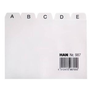 HAN Register A - Z, DIN A7 quer, 25-teilig, für Karteibox, Karteikästen/Tröge, grau