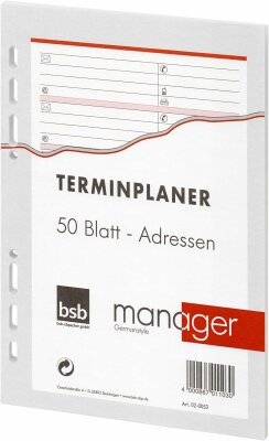 Ersatzeinlage A5 Adressen 50 Blatt BSB 02-0052 Telefon