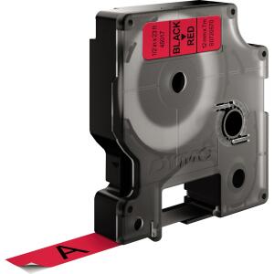 Dymo Schriftband D1 Kunststoff laminiert 7 mx12 mm Schwarz/Rot