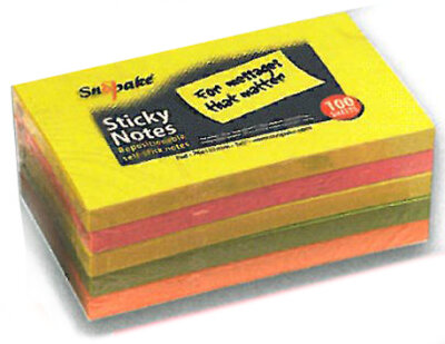 Snopake Sticky Notes Klebezettel 76 x 127 mm klebt auf fast allen Oberflächen und ist trotzdem gut ablösbar Block mit 100 Blatt 1 Stück