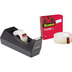Scotch Tischabroller Sparset C38 - inkl.  1 Rolle Crystal Clear Klebefilm 600, schwarz