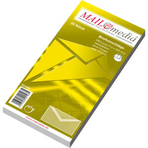 MAILmedia Briefumschläge DIN lang (220x110 mm), ohne Fenster, gummiert, 72 g/qm, 25 Stück