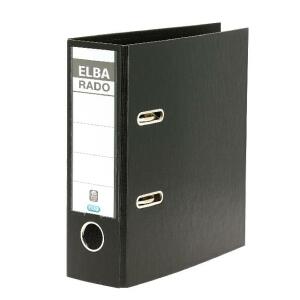 ELBA Ordner "rado plast" A5 hoch mit Griffloch, PP, mit auswechselbarem Rückenschild, Rückenbreite 7,5 cm, schwarz
