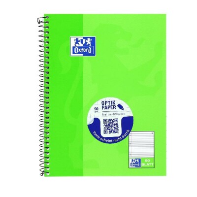 OXFORD Schule Collegeblock A5+, 80 Blatt, liniert mit Rand links, Optik Paper®, 6fach gelocht