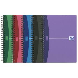 Oxford Office Spiralbuch "Urban Mix"  A5, liniert 7 mm, 90 Blatt, Optik Paper®, ohne Mikroperforation, 5er-Packung mit 4 Farben