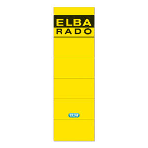 ELBA Ordner-Rückenschild "rado" kurz, selbstklebend aus Papier, für Rückenbreite 8 cm, gelb, Beutel mit 10 Schildern