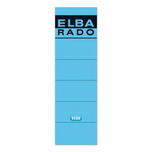 ELBA Ordner-Rückenschild "rado" kurz, selbstklebend aus Papier, für Rückenbreite 8 cm, blau, Beutel mit 10 Schildern